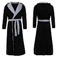 Miniatyrbillede 4 af 5: Vintermænds varm hættede badekåbe håndklæde dressing gown 4XL sort og grå