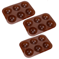Miniatyrbillede 6 af 8: 3 stk 6 hul silikone bageform Halvkugle Chokoladebomber Form til kagepudding