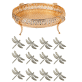 Miniatyrbilde 1 av 5: 12 stk. Dragonfly Serviettringer, Sink-legering Serviettspenne Sølv Serviettringer og 1x Familie Matbrett