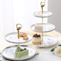 Miniatyrbilde 4 av 5: Cupcake Stativhåndtak, 2-trinns Vintage Kakefat Stativ Sølv