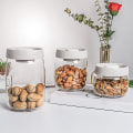 Miniatyrbild 2 av 5: Lufttäta förvaringsburkar för kök, snacksburkar i glas, nötter, 3-pack