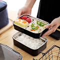 Miniatyrbilde 3 av 4: 304 Rustfritt Stål Stabelbar Romdel Lunsj/Snacksboks 2 Etasjer Bento/Voksen Matbeholder eller
