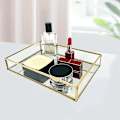 Miniatyrbillede 5 af 5: Nordisk Retro Opbevaringsboks Gylden Rektangulær Glas Makeup Opbevaringsboks Bakke