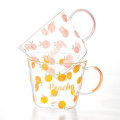 Miniatyrbild 2 av 4: 500ml Glasmjölkmugg med gradering, Honungspersika-design - Rosa