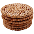 Miniatyrbillede 4 af 5: 18 stk./drikkeunderlagssæt Kung Fu tetilbehør runde bordplader bordmåtte skålmåtte rattan