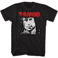 Miniatyrbillede 1 af 5: Sort og Hvid Ansigt Rambo T-shirt M