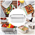 Miniatyrbilde 3 av 5: Matboks i rustfritt stål med låsebeslag og lekkasikkert design, 800 ml Bento Box Lunch