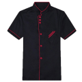 Miniatyrbillede 4 af 5: Unisex Kort Langærmet Kokkejakke Hotel Køkken Service Uniform Arbejdstøj Red and Black L Short Sleeve