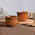Miniatyrbillede 2 af 2: 2 stk Runde Køkkenredskaber: 1 stk 175ml Kop Naturlig Massiv Træ Retro Tekop Kaffe Kop og 1 stk Ta