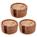 Miniatyrbillede 1 af 5: 18 stk./drikkeunderlagssæt Kung Fu tetilbehør runde bordplader bordmåtte skålmåtte rattan