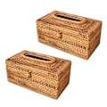 Miniatyrbilde 1 av 4: 2X Papirholder Rattan Vevboks Elegant Hjemmedekor Håndlaget Skrivebord Vevboks Serviettgate
