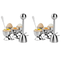 Miniatyrbillede 1 af 5: Ægkekage-ingrediensæt i rustfrit stål, kogt ægseparatorholder, 8 skeer, 8 kopper, 2 skaller