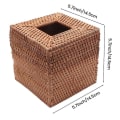 Miniatyrbilde 4 av 5: Firkantet Rattan Vevbokslokk, Håndvevd Vikker Vevholder, 5.7X5.7 Tommer, Tre Farge