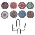 Miniatyrbild 1 av 5: Dryckesunderlägg, set med 8 absorberande stenunderlägg för träbord, mandala keramiska underlägg