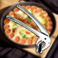 Miniatyrbillede 5 af 5: 1 stk rustfrit stål køkken tang pizza pande tang og 1 stk hakket oksekød moser, varmebestandig i