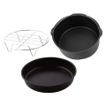 Miniatyrbilde 1 av 5: Kakeform, Pizzapanne, 3 stk/sett Stål Rund Luftfrityr Ovn Langsomkoker Tilbehør Baking Kake Barre