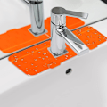 Miniatyrbillede 4 af 5: Silikon Hane Mat Til Køkkenvask, Køkkenhane Vask Stænkskærm Med Dræningsudløb Orange