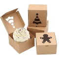 Miniatyrbild 2 av 5: Set med 30 Kraft Papp Kartong Bakverk Cookie Boxes 4x2.5 Tum Automatisk Pop Up för Jul Cupcakes, Cookies,