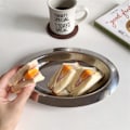 Miniatyrbilde 5 av 5: 3 stk. Blanke Serveringsbrett Ovalt Metallbrett Frokosttallerken Rustfritt Stål