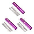 Miniatyrbillede 1 af 5: 3X Aluminium Penhus med Rustfrit Stål Foldbare Rejse Spisepinde, Sølv