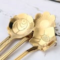 Miniatyrbillede 5 af 5: 4 stk. Søde Blomster Te Skeer Dessert Kaffe Skeer Guld Kirsebærblomst Skeer