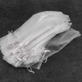 Miniatyrbillede 5 af 5: 250 stk Hvide Træk-Snore Organza Foldbare Håndblæserposer Fest Bryllup Gaveposer