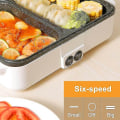 Miniatyrbillede 3 af 4: 2 i 1 Elektrisk Hot Pot Grill Elektrisk BBQ Grill Kogeplade Multifunktionel Røgfrit Non-Stick Plade Grillpande Hot Pot 220v Black