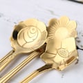Miniatyrbillede 5 af 5: 12 stk Søde Blomster Te Skeer Dessert Kaffe Skeer Guld Kirsebærblomst Skeer