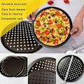Miniatyrbillede 4 af 5: 2 stk. 10 tommer Perforeret Pizza Pan Kulstofstål Non-stick Belægning Nem Rengøring Pizza Pan