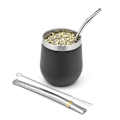 Miniatyrbilde 2 av 4: Dobbeltvegget Yerba Mate te-sett i rustfritt stål, vann Mate tekopp med lokk, skje, sugerør og hatt