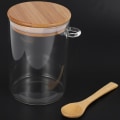 Miniatyrbilde 5 av 5: 4X matboks glasskrukke klar lufttett krukkebeholder med lokk og skje for løs te salt sukker