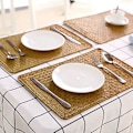 Miniatyrbilde 3 av 5: 6-pak, Naturlige Havgress Underlag, 45cm x 30cm, Håndvevde Rektangulære Rattan Underlag