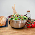 Miniatyrbillede 3 af 5: Rustfrit Stål Blandeskål Salatskål Ikke-stakbar Serveringsskål med Lufttæt Låg til Køkken