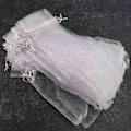 Miniatyrbillede 4 af 5: 250 stk Hvide Træk-Snore Organza Foldbare Håndblæserposer Fest Bryllup Gaveposer