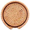 Miniatyrbillede 3 af 5: 18 stk./drikkeunderlagssæt Kung Fu tetilbehør runde bordplader bordmåtte skålmåtte rattan