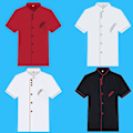 Miniatyrbild 2 av 5: Unisex Kort & Långärmad Kockjacka Hotellkök Serviceuniform Arbetskläder Black and Red XXL Short Sleeve