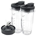 Miniatyrbillede 1 af 5: Ninja blender reservedele, 2 x 24oz kopper med låg, 7 x finnede ekstraktorblade, til nutri