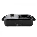 Miniatyrbillede 1 af 4: 2 i 1 Elektrisk Hot Pot Grill Elektrisk BBQ Grill Kogeplade Multifunktionel Røgfrit Non-Stick Plade Grillpande Hot Pot 220v Black