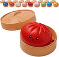Glitter Dumpling, Glitter Dumpling Squishy med eske, Dumplings Sensorisk Klemmeleke for Stresslindring Solid Red