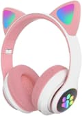 Gaming Headset Mode Bluetooth Kattöra LED-upplyst Trådlöst Headset-Rosa