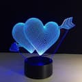3D Pil Hjerte Natlampe, 7 Farveskiftende 3D Illusionslampe