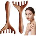 Massagekam, grov sandelträkam, huvudmassageterapi, blodcirkulation, stressreducering, 2 delar