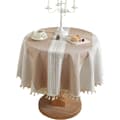 Rund duk - linne och bomull - 120 cm - khaki