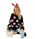 Kvinder Strikket Ferie Pullover Jule Snemand Sweater sort L black L