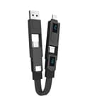 4-i-1 PD65W Datakabel Multi USB Laddningskabel: Kort EDC-kabel för Lightning, Typ C och A Svart Black