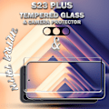 Miniatyrbild 5 av 5: 1-Pack Samsung S23 Plus Skärmskydd & 1-Pack linsskydd - Härdat Glas 9H - Super kvalitet 3D