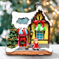 Miniatyrbild 3 av 5: Utsökt Julbyhus, Batteridrivna LED-lampor, Handmålad Resin Polyresin, Högkvalitativt Resinmaterial, Perfekt Julklapp