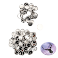 Miniatyrbild 1 av 8: 100 Set Pin Back Button Delar Robust Metall Plast Rostfri utjämningsknapp Tillbehör för Badge DIY 44MM