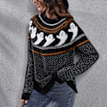 Miniatyrbild 4 av 5: Svart M Halloween Ghost Sweater Halloween Retro Ghost Polka Dot Print Långärmad Crewneck Stickad Tröja för Kvinnor