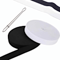 Miniatyrbild 1 av 5: Elastiskt band för sömnad, Hög elasticitet stickat resårband för sömnad, Bekväma andningsbara justerbara elastiska band för kläder, 10 meter (Vit & Svart)